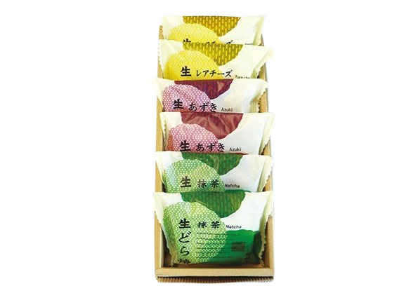 生どら焼き　6個入（抹茶・あずき・レアチーズｘ各2個）